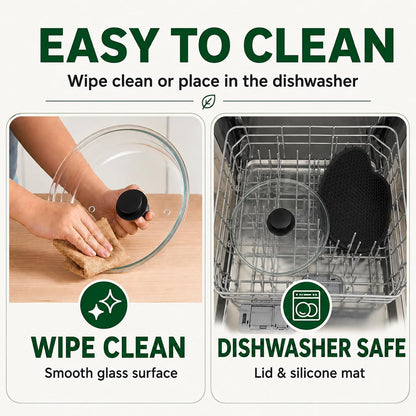 2 in 1 EZMO 10-Inch Glass Microwave Splatter Cover for Food with Silicone Mat