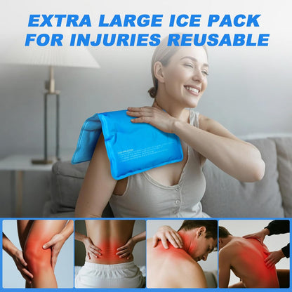 RelaxCoo Large Flexible Ice Pack for Injuries Reusable Gel, 11x14.5 Inches, Cold Compress for Hip, Shoulder, Knee, Back Pain, Swelling, Bruises, Surgery