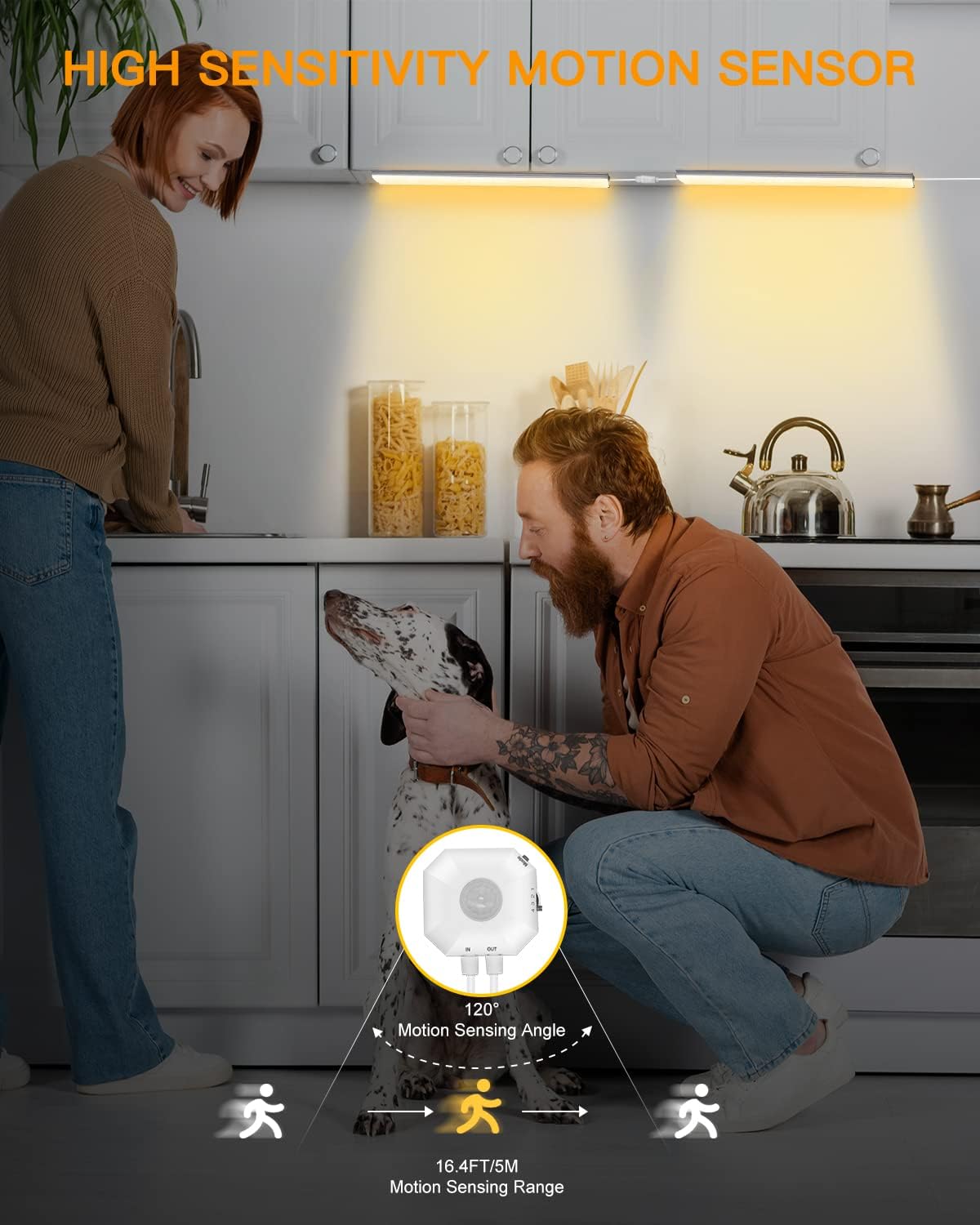 Daymeet Motion Sensor Dimmable 12 Inch Ultra Thin Under Cabinet Lighting, Under Cabinet Lights Plug in, Super Bright LED Lights Bar Under Counter Lights Indoor for Kitchen, Shelf, Closet (3 Pack)