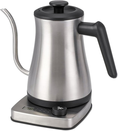 1.0L 1500W Gooseneck Electric Kettle - Stainless Steel Interior - Rapid-Boil - Auto Shut-Off, Boil-Dry Protection, Temperature Control, LED Indicator - Black by The Display Guys
