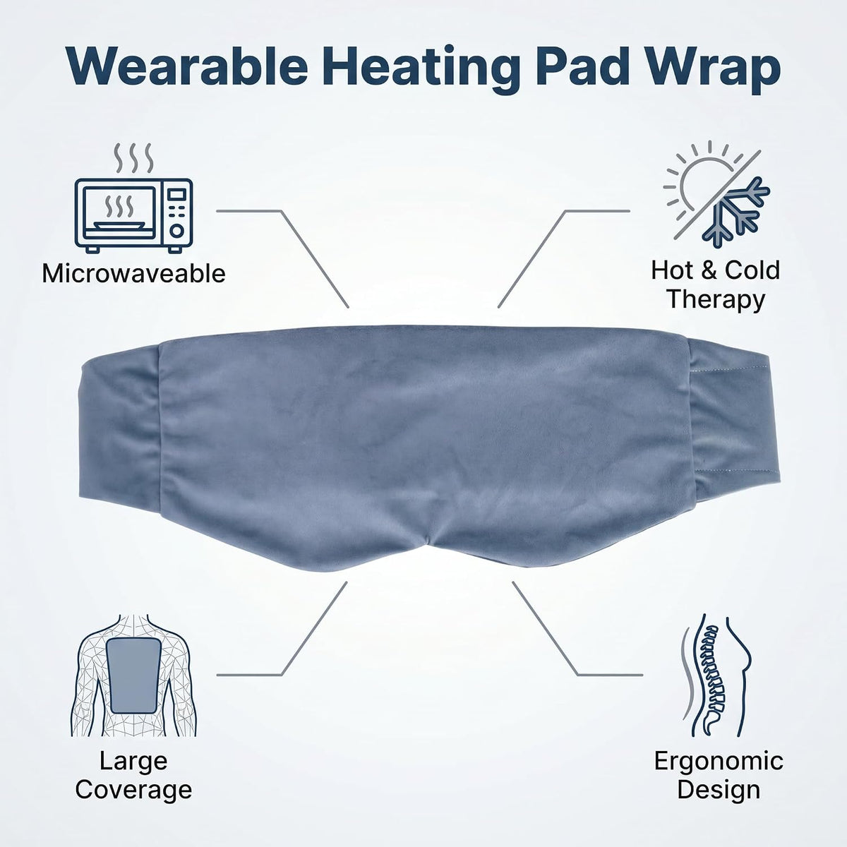 Microwave Heating Pad for Back Pain Relief, Flaxseed Microwavable Heating Pad with Removable Washable Flannel Cover, Moist Heating Pad for Period Cramps & Muscle Relaxation,10''x18''