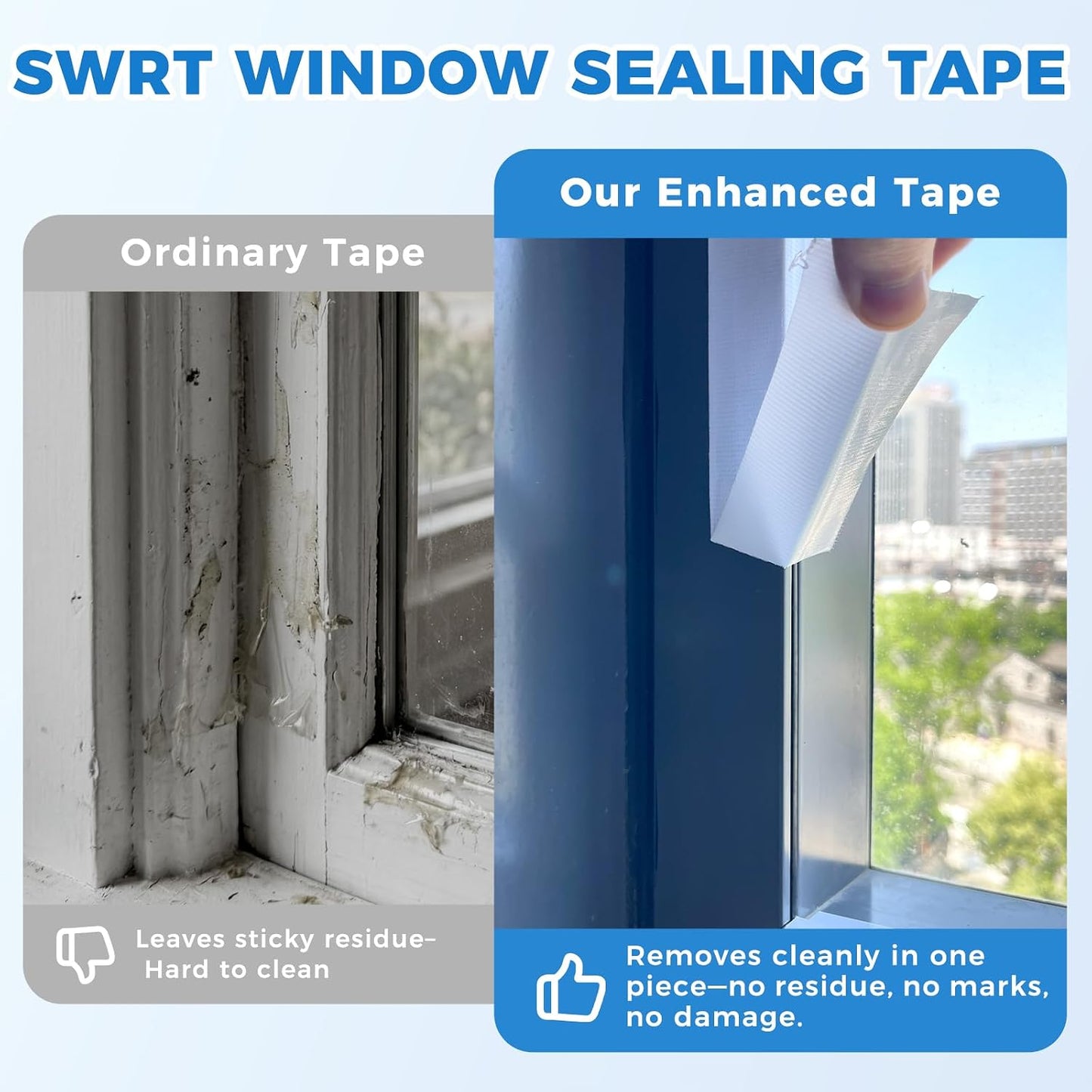 SWRT White Window Weather Sealing Tape 2 in x 90 FT, AC Seal, Residue Free | Blocks hot air, dust, and insects for summer insulation, ideal for doors, windows, and air conditioners