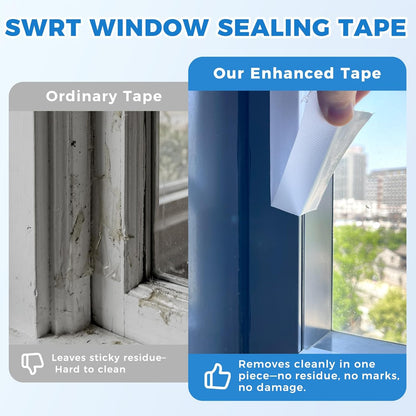 SWRT White Window Weather Sealing Tape 2 in x 90 FT, AC Seal, Residue Free | Blocks hot air, dust, and insects for summer insulation, ideal for doors, windows, and air conditioners