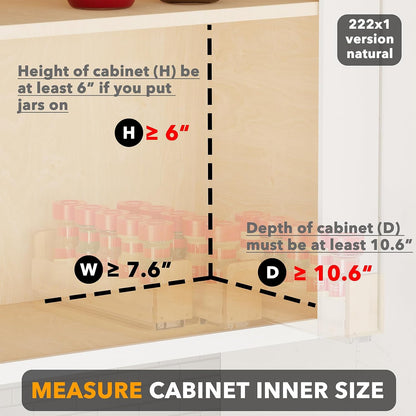 SpaceAid Bamboo Pull Out Spice Rack Organizer for Cabinet, Heavy Duty Slide Out Seasoning Kitchen Pantry Sliding Vertical Organization, 7.6" Wide, 3 Drawers(2" Wide), 2-Tier, Natural