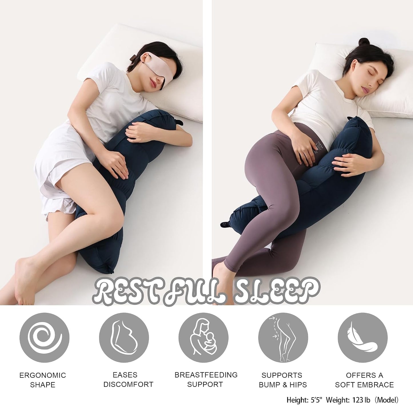 Peallow(Pat. Pend) – Long Round Body Pillow for Adults, Bolster Pillow for Sleeping, Soft and Supportive Pillow for Sleeping & Lumbar Support (Green-White, 29.5")