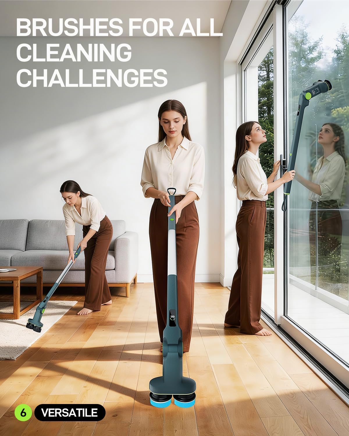 Electric Spin Scrubber Cordless Cleaning Brush | Adjustable Handle and Powerful Motor for Deep Cleaning Bathroom, Tile, Shower, Kitchen and Home Surfaces.