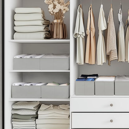 Drawer Organizer Clothes, 10 Pack Dresser Organizer for Baby Clothes, Underwear, Sock- Foldable Closet Organization and Storage Dividers Bins for Nursery, Bedroom (Beige)