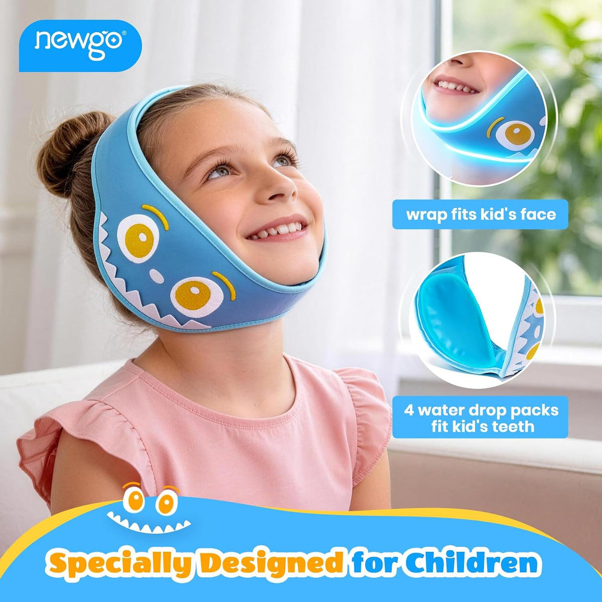 NEWGO Kids Tonsil Recovery Ice Pack, 4 Reusable Gel Packs, Green