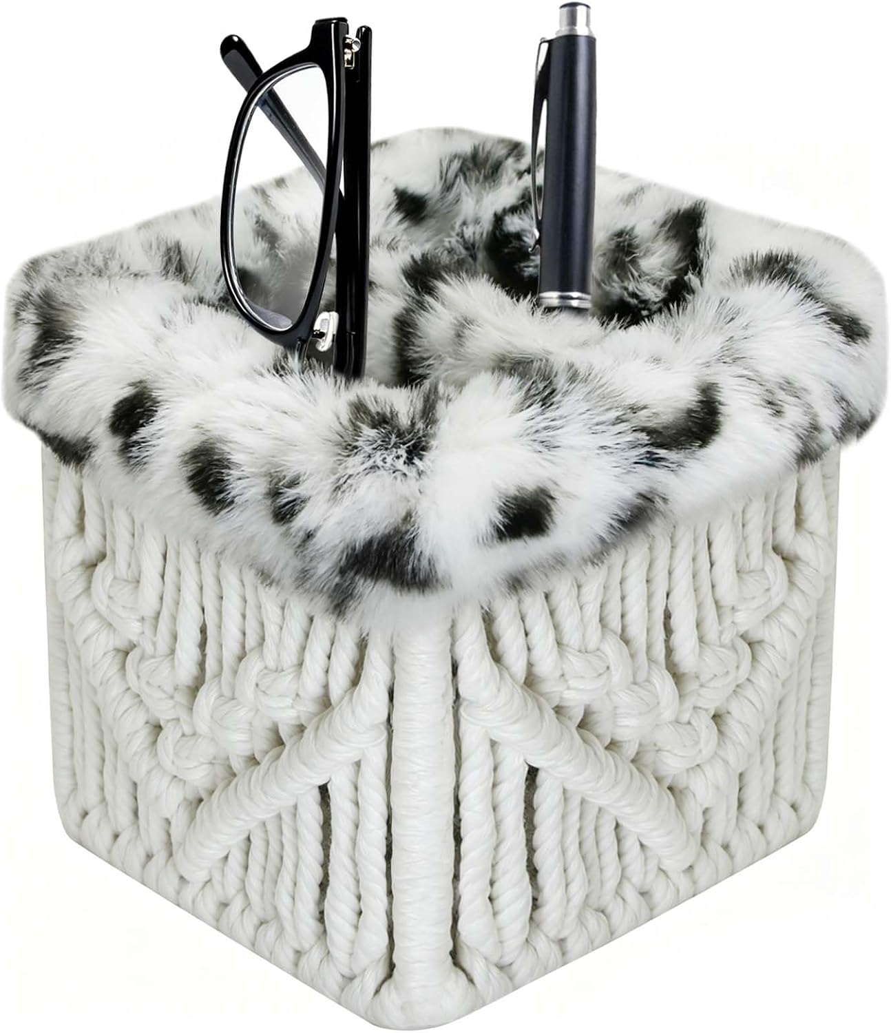 Plush Lined Glasses Eyeglass Holder Stand for Nightstand | Anti-scratch Glasses Stand Case,Cotton Rope Eyeglasses Holder, Storage Organizer for Office Desk