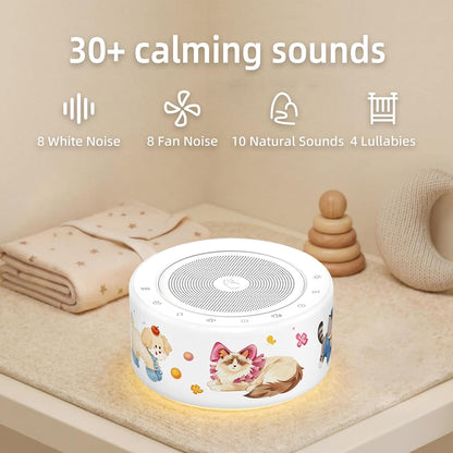 Kipcush White Noise Machine for Baby & Adults, 30 Soothing Sounds, Sleep Sound Machine with 8 Color Night Light, Memory Function, White Noise for Sleeping, Nursery, Office, Travel & Relaxation