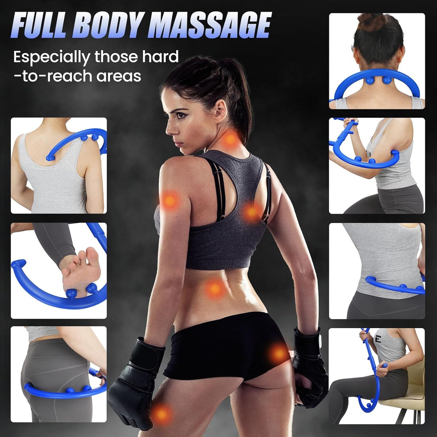 Trigger Point Massage Cane for Back Neck Shoulder and Full Body Deep Tissue Massage Hook for Muscle Knots, Ergonomic Self Massage Tool for Hard-to-Reach Areas, Lightweight Portable, FSA-HSA Eligible