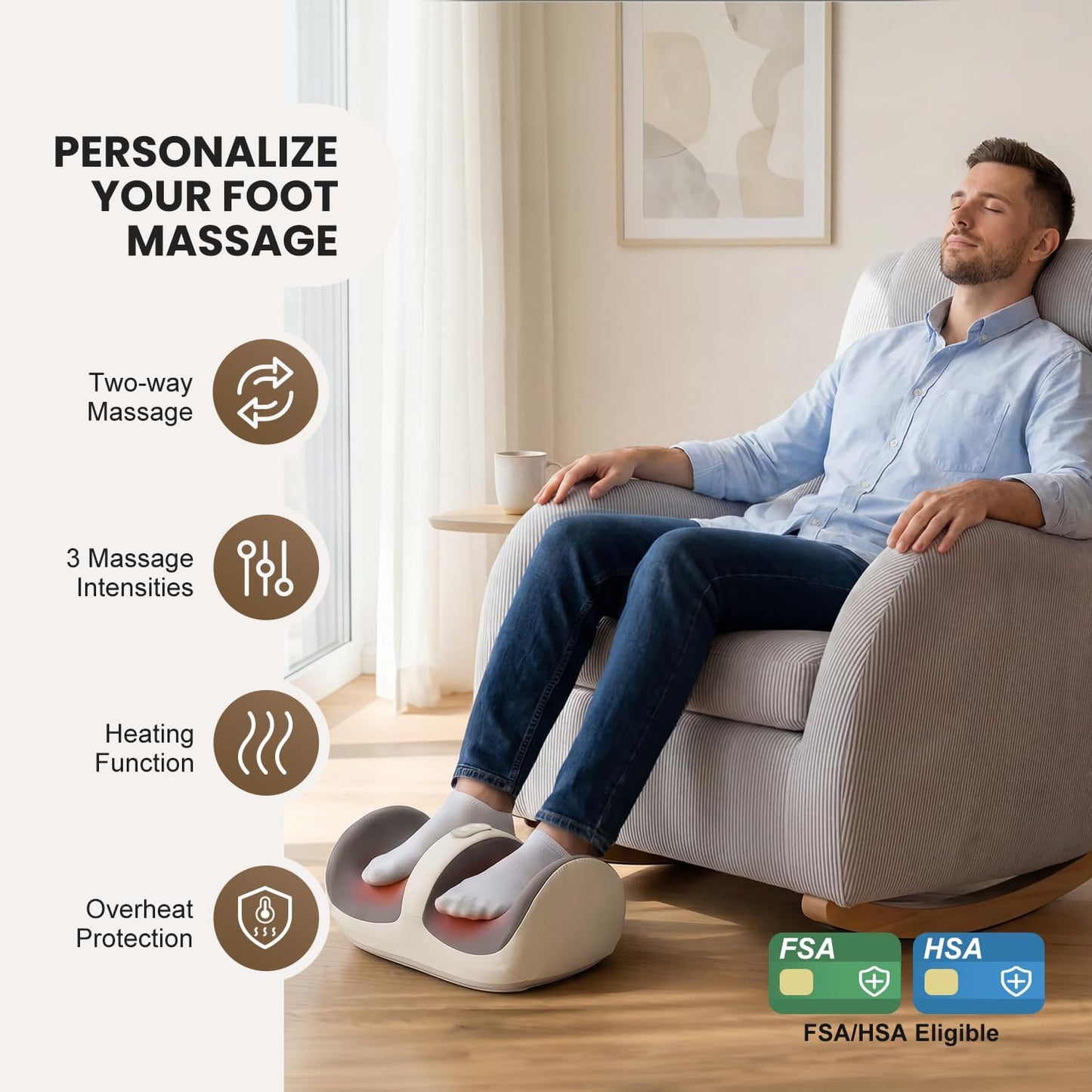 Nekteck Foot Massager with Heat & Foot Roller, Shiatsu Calf Leg Massager | for Circulation and Neuropathy Pain Relief for Feet Care Home Office Gadgets Relaxing Massage Tools Gifts for Women Men Dad