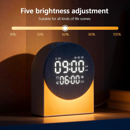 Sunrise Alarm Clock White Noise Sound Machine Night Light, Sound Machine with Speakers Bluetooth Wireless Timer Digital Alarm Clock Rechargeable LED Night Lights for Bedroom Decor Birthday Gift