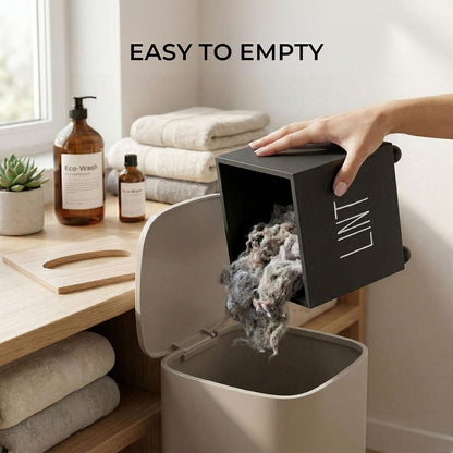 Lint Bin for Laundry Room, Farmhouse Lint Box, Wooden Lint Holder with Lid, Lint Container for Laundry Room Decor, Dryer Lint Trash Can for Laundry Accessory Organization