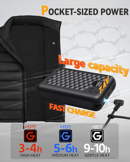 Wulcea Graphene Heated Vest For Men 7.4V Fast Charge Large Capacity Battery