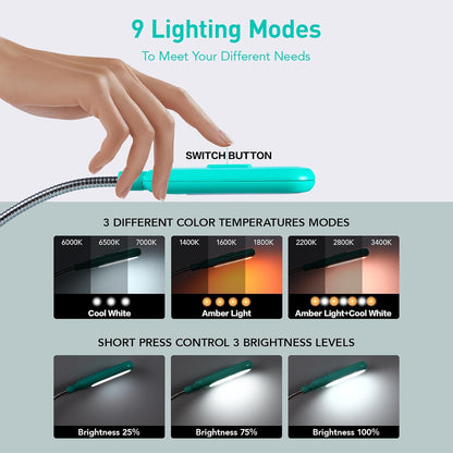 VAVOFO Rechargeable Book Light, Blue Light Blocking, Amber 1600K Clip On Reading Light, Eye Care 7 LEDs Kids Book Light for Reading in Bed with Power Indicator for Bookworms (Neon Orange)