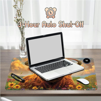 Heated Desk Pad Heated Large Mouse Pad, Electric Quickly Warm Desk Mat with 3 Levels Heating 3 Hours Auto Shut-Off, 31.5" x 13" Warm Gaming Mousepad Hand Foot Warmer, Baby Elephant