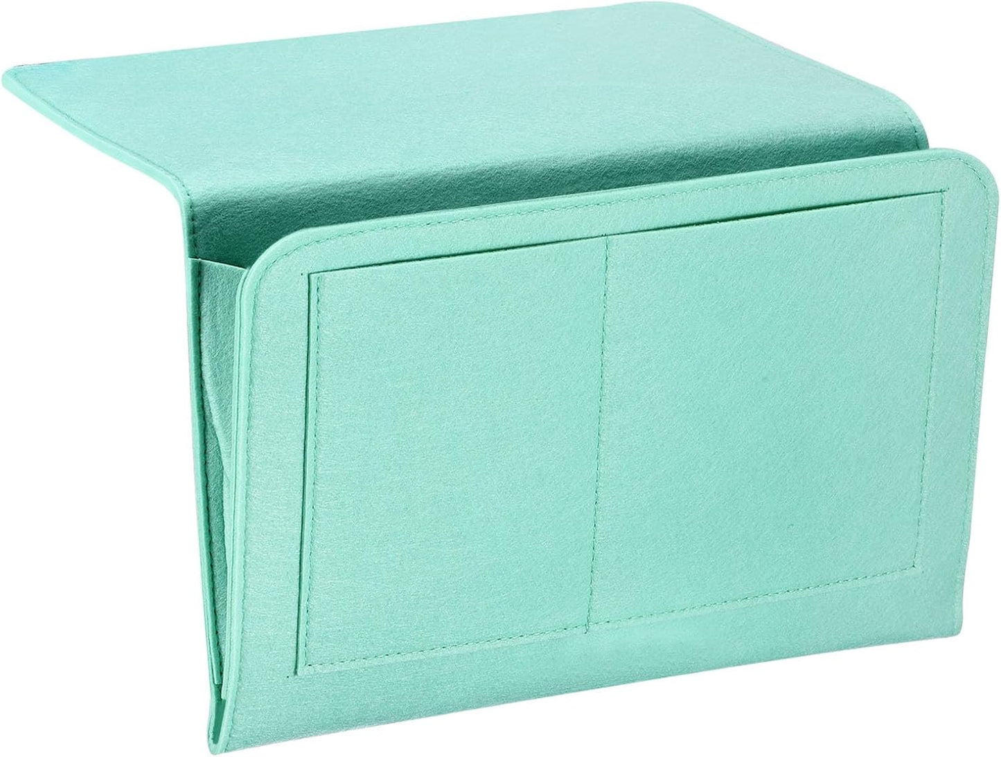 PATIKIL 11in Bedside Caddy, Bed Caddy Bedside Organizer Hanging Soft Felt 5 Pockets Bed Pockets Bedside Storage Organizer Remote Control Holder for Bedroom Phones Glasses, Green