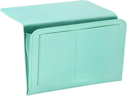 PATIKIL 11in Bedside Caddy, Bed Caddy Bedside Organizer Hanging Soft Felt 5 Pockets Bed Pockets Bedside Storage Organizer Remote Control Holder for Bedroom Phones Glasses, Green