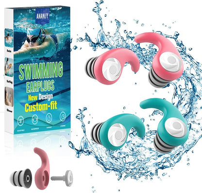Waterproof Swimming Ear Plugs for Adults Kids, 3 Pairs Soft Silicone