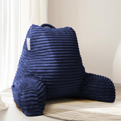 Hearth & Harbor Reading Pillow for Bed Adult – Back Pillow for Sitting in Bed, Standard Bed Pillows for Sitting Up in Bed, Foam Bed Chair Pillow, Stone Blue Bed Rest Pillow