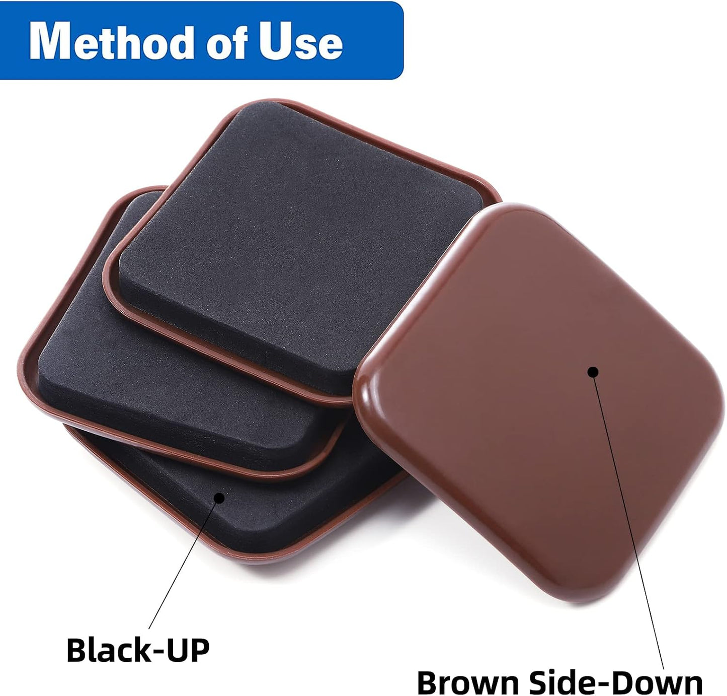 Furniture Sliders, 8pcs 4.7 inch Square Sliders for Furniture on Carpet, Heavy Duty Furniture Movers Sliders - Protect The Surface of Carpet, Easily Move Any Items!