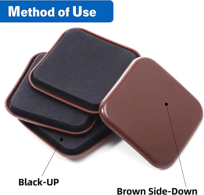 Furniture Sliders, 8pcs 4.7 inch Square Sliders for Furniture on Carpet, Heavy Duty Furniture Movers Sliders - Protect The Surface of Carpet, Easily Move Any Items!