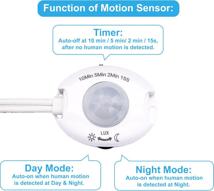 Motion Sensor Under Cabinet Lights, Plug in, Seamlessly Linkable, 6 Pcs 12 Inch Under Counter Lighting Bars for Kitchen, Closet, Gun Safe, Shelf, Display Case, LED 5000k Daylight