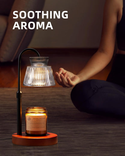 LISUNAR Electric Candle Warmer Lamp Black, Candle Lamp Warmer with Timer, Wax Warmer Lamp for Jar Candles, Adjustable Height Candle Light Warmer with 2 Bulbs