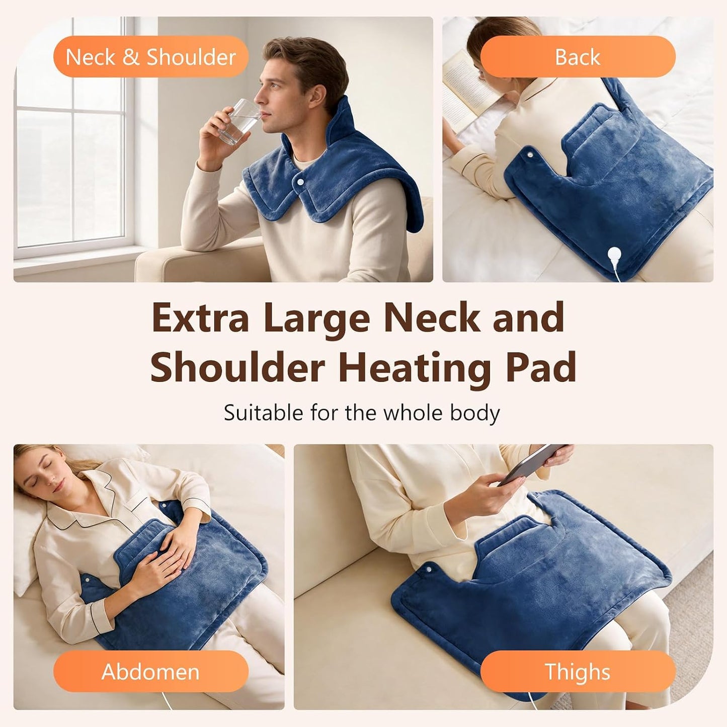 Heating Pads for Neck and Shoulders and Back, Neck Heating Pad with 6 Heat Options 4 Auto-Off Timer, Gifts for Mom Women Christmas Birthday