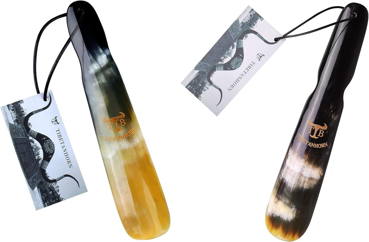 Handcrafted Natural Tibetan Yak Horn Shoe Horn(8.7" to 9.4") | Shoe Spoon for Men Women, Travel Size Shoe Helper for Boots and All Shoes, with Gift Box