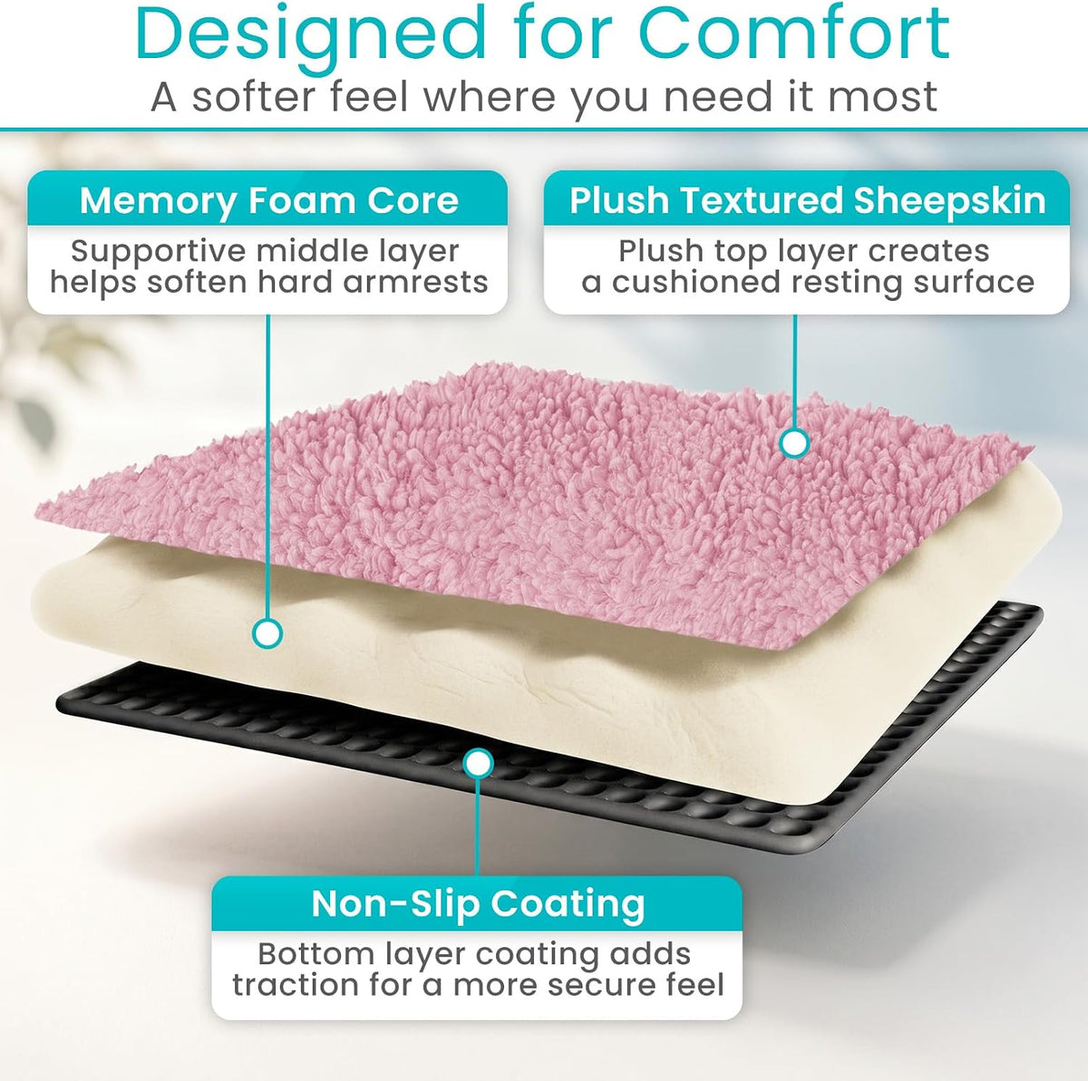 Vive Wheelchair Armrest Pads (2 PCS) - Memory Foam Sheepskin Cushion