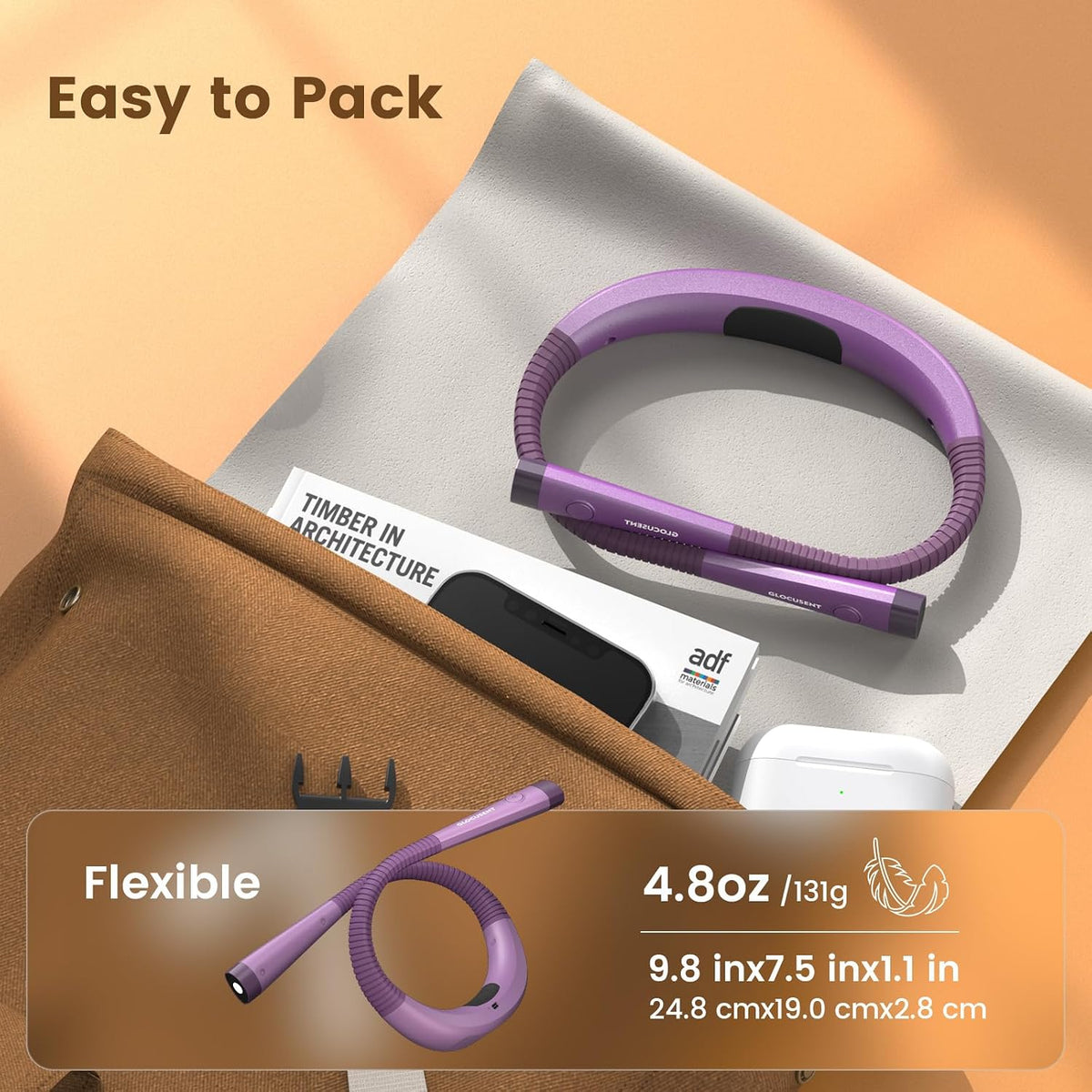 Glocusent Upgraded LED Neck Reading Light, Book Light for Reading in Bed
