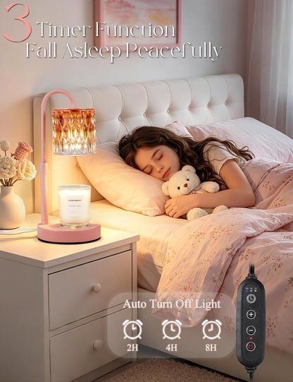 Briever Dimmable Candle Warmer Lamp with Timer, Height Adjustable Electric Candle Wax Warmer, Christmas Birthday Gifts for Women Mom, House Warming Gifts New Home Room Decor, Black Solid Wood Base