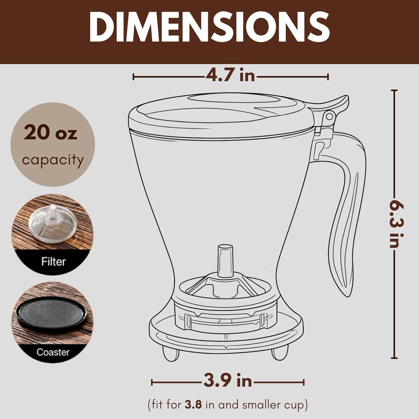 Smart Tea Maker - Loose Leaf Bottom Dispensing Infuser (Black) | 19oz BPA-free plastic brewer for tea & coffee. Dishwasher safe & easy to clean. Comes with extra filter and coaster