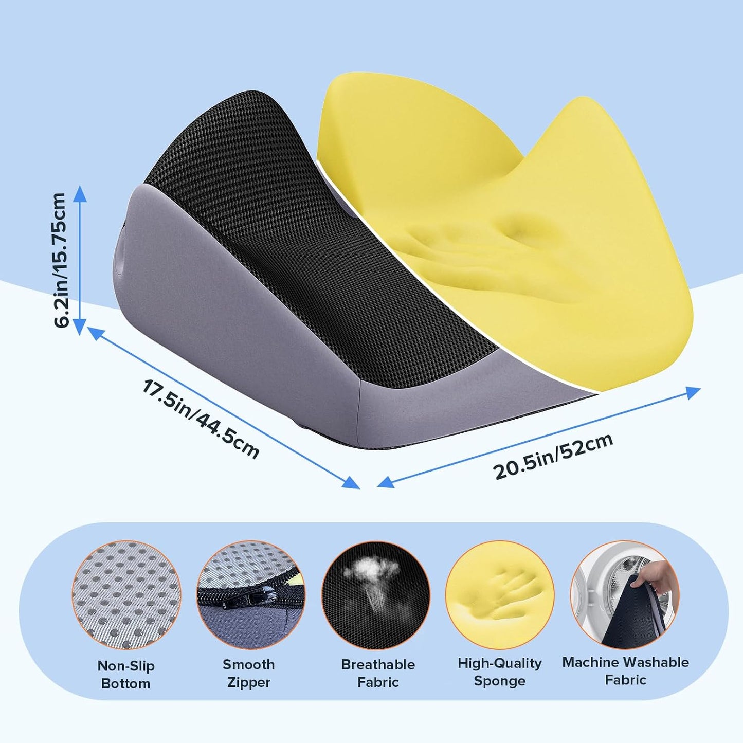 Coccyx Seat Cushion, U-Shaped Memory Foam Office Chair | High-Density Memory Foam Helps Reduce Tailbone Pressure; Washable Mesh Cover, Anti-Slip Base for Office Chair, Car & Travel