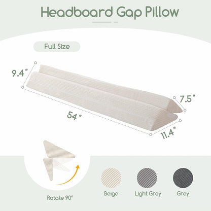 HIGOGOGO Queen Size Wedge Pillow for Headboard Gap - Multi Functional Mattress Wedge Bed Gap Filler Close The Gap (0-7") Between Your Mattress and Headboard or Wall (Grey 60"x11"x9")