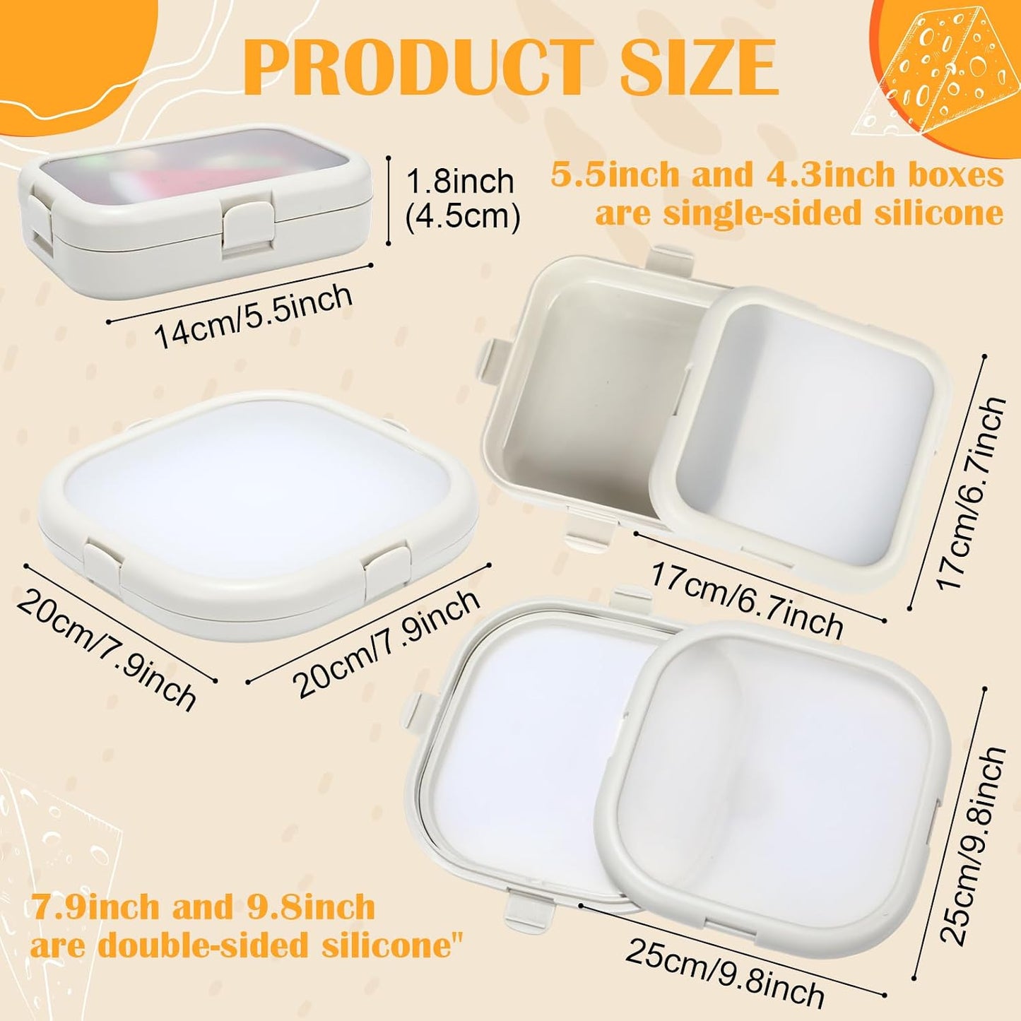 Nuogo 4 Pcs Silicone Food Storage Containers, Fruit Storage Box, Onion Keeper, Avocado Saver, Kitchen Organizers for Fridge, Fresh-keeping Design(Red, White,Orange,7.9 x 7.9 x 1.4 Inches)