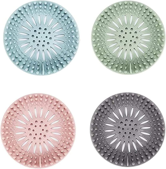Shower Drain Hair Catcher, Bathroom Sink Drain Strainers, Durable Silicone Hair Stopper, Drain Cover Strainer to Catch Hair Easy to Install and Clean Suit for Bathtub Kitchen Sink Shower Floor (4Pcs)
