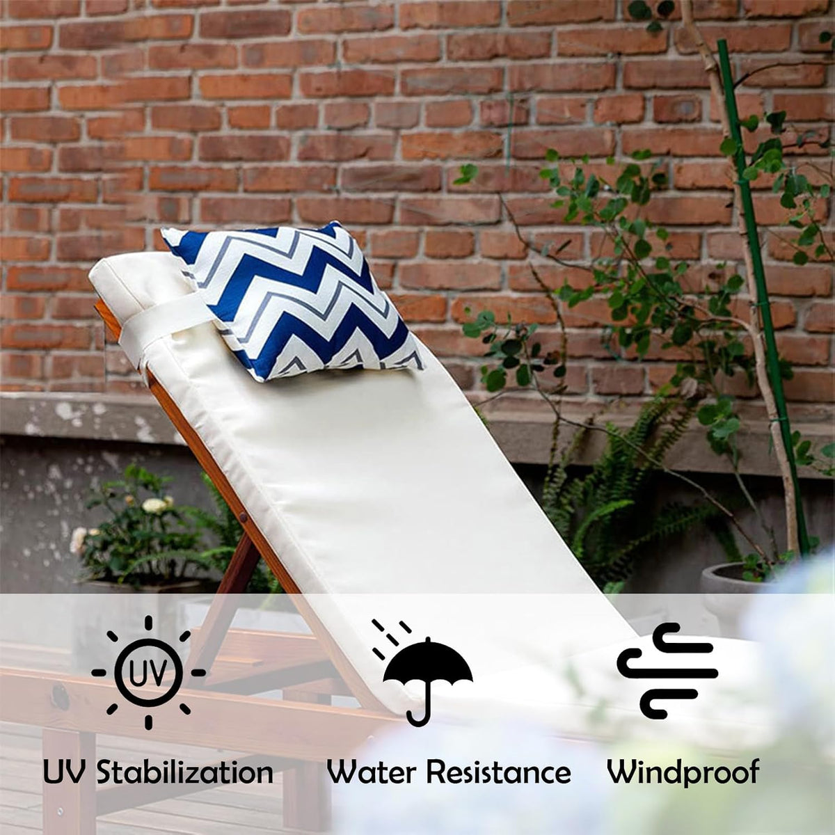 Chaise Lounge Head Pillow Oudoor Patio Pillow with Elastic Strap