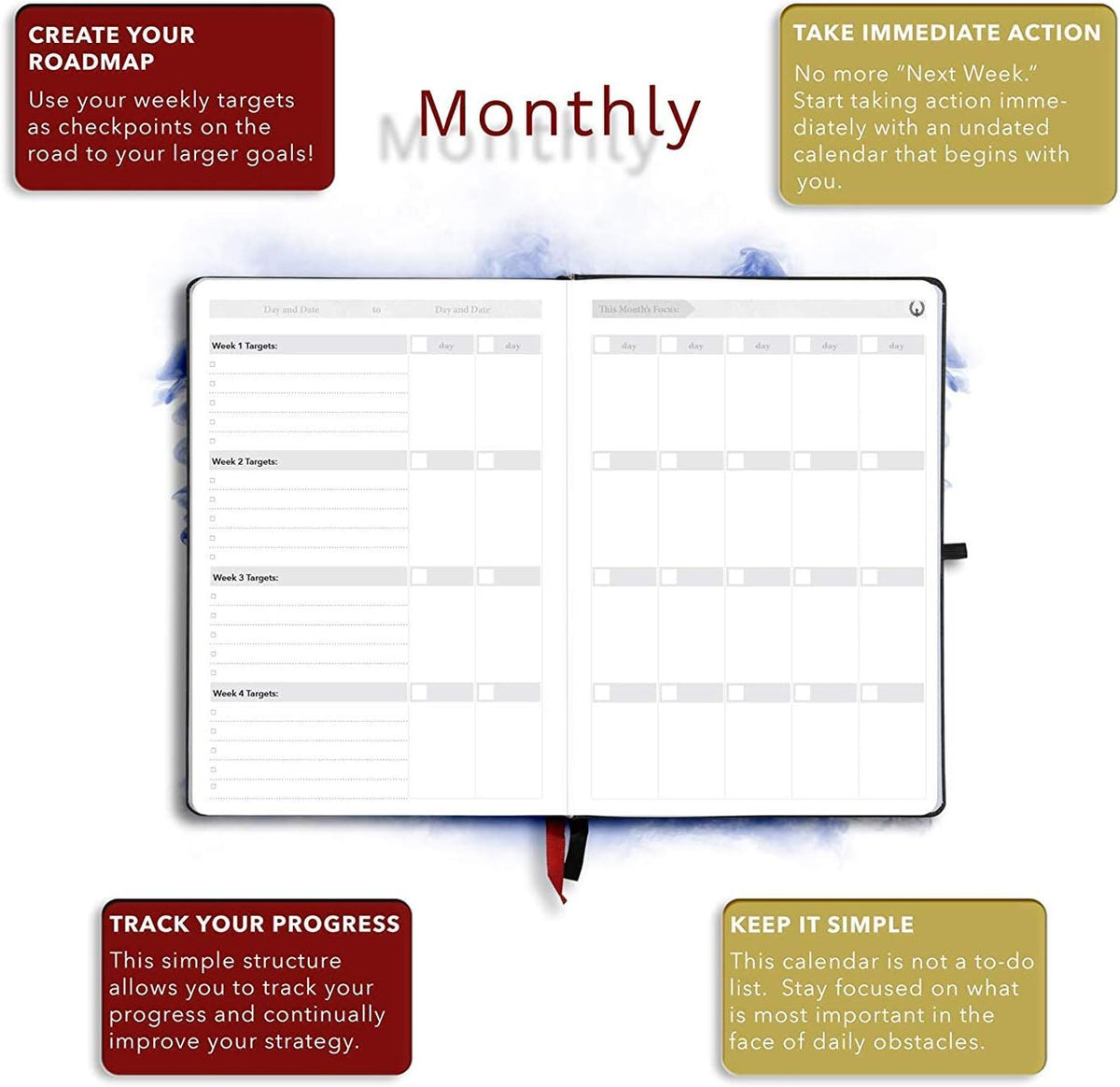 The Phoenix Journal - Quarterly Goal Planner, Daily Planner Journal & Organizer for Goal Setting, Productivity & Focus - Undated 12 Week Planner, Weekly & Monthly Planning, Habit Tracking - Hardcover - Black