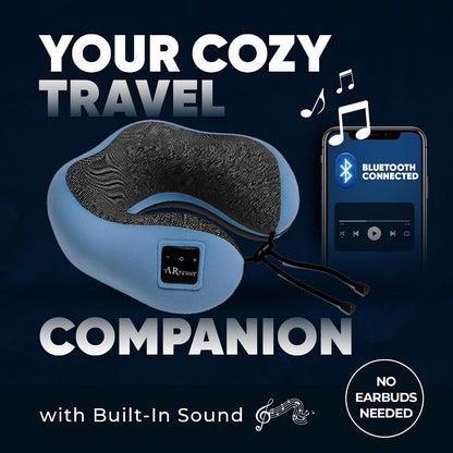 Bluetooth Music Semicircular Neck Pillow Wireless Bluetooth Speaker Suitable Airplane,Bus,Train,Car,Office,and Outdoor Camping for Sleeping, Resting The Best Travel Essentials. (Black)
