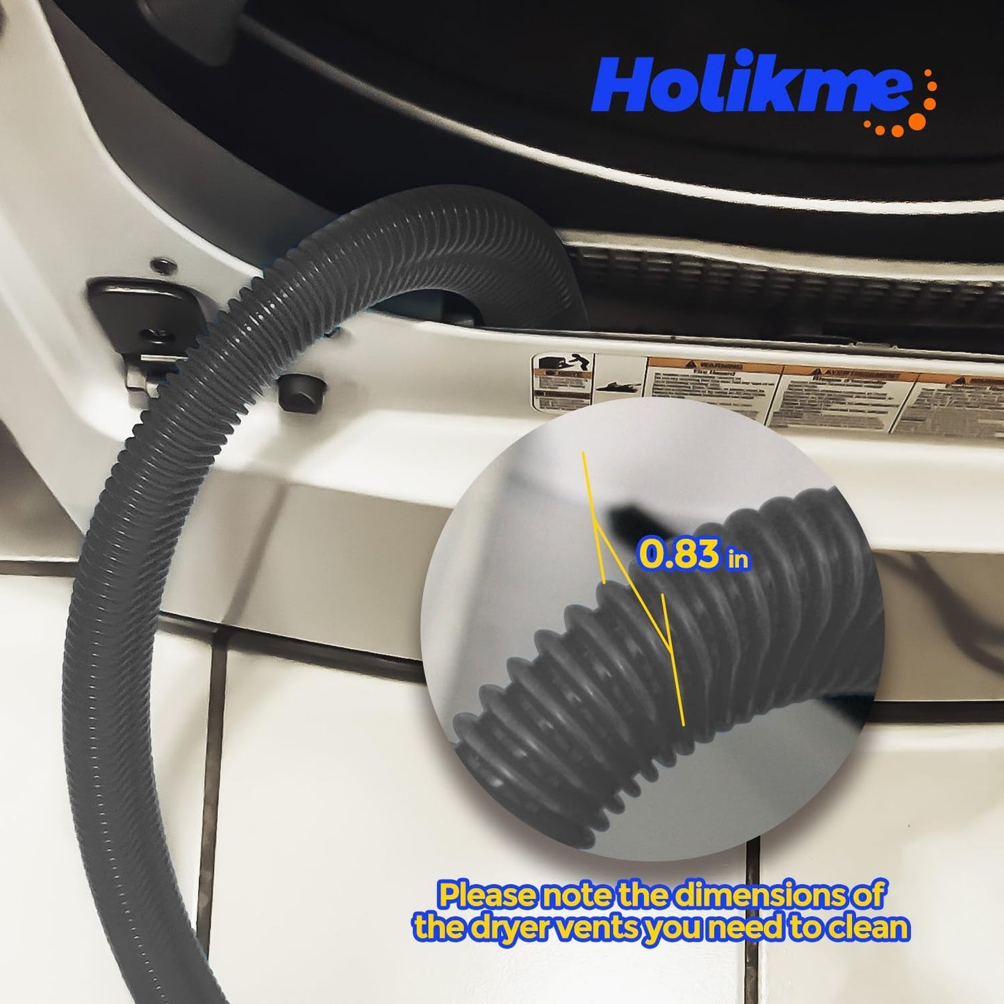 Holikme Dryer Vent Cleaner Kit 2Pack - Lint Vacuum Attachment & Brush | Blue Dryer Vent Vacuum Hose Attachment & Brush Reach Deep Traps - Remove Hidden Lint, Speed Drying & Reduce Fire Risk