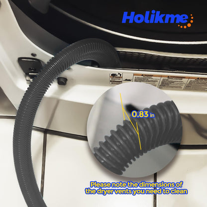 Holikme Dryer Vent Cleaner Kit 2Pack - Lint Vacuum Attachment & Brush | Blue Dryer Vent Vacuum Hose Attachment & Brush Reach Deep Traps - Remove Hidden Lint, Speed Drying & Reduce Fire Risk