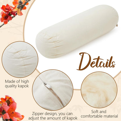 Leinuosen Organic Kapok Neck Roll Pillow for Sleeping, 16" X 6"