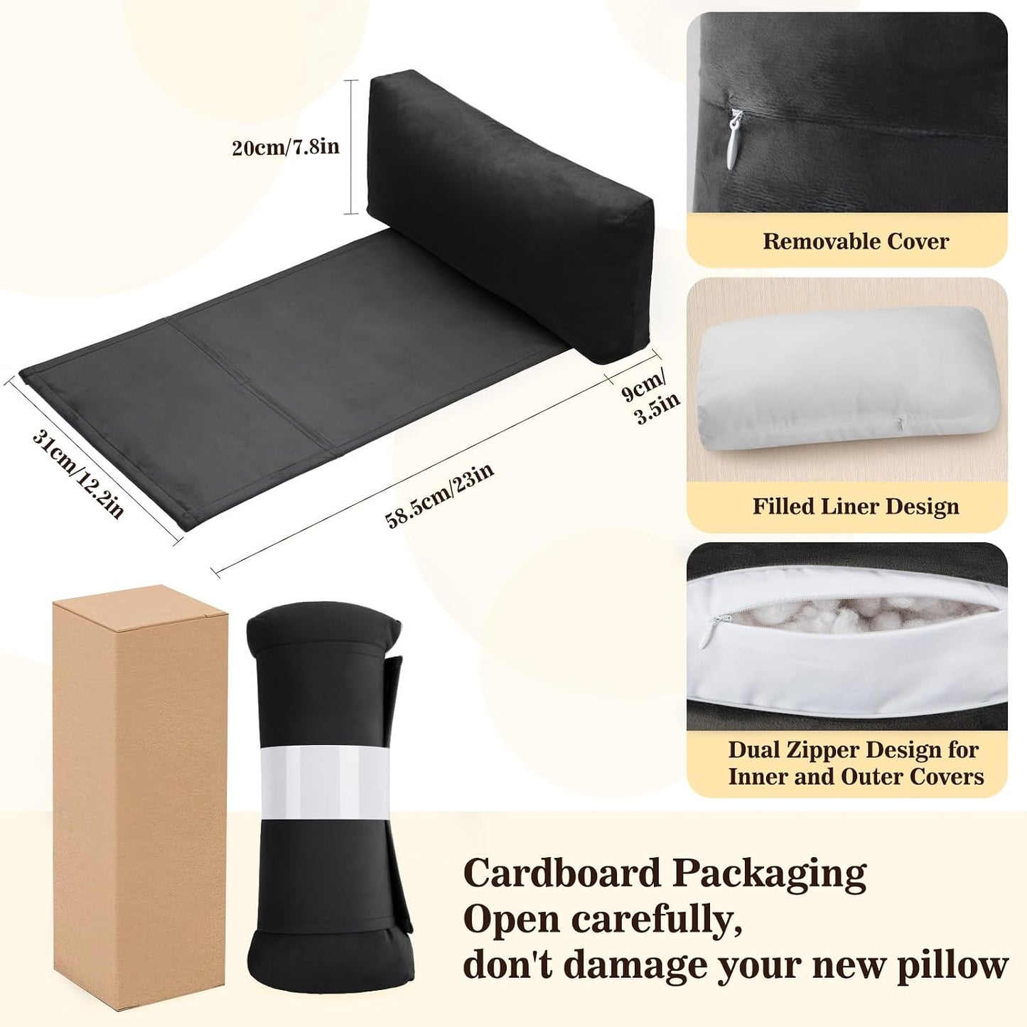 Recliner Headrest Pillow, Adjustable Comfort Neck & Head Support Pillow | Soft Velvet, Weighted Non-Slip Flap, Adjustable Filling, Washable Cover, for Recliners, Sofas, Office Chairs