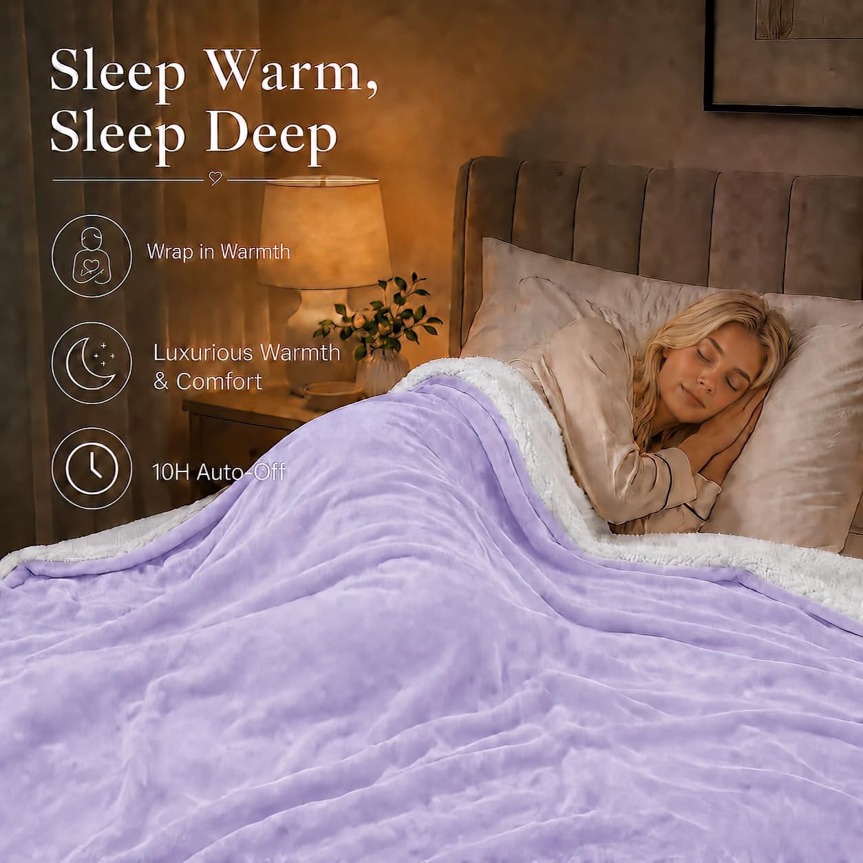 Electric Heated Blanket Full Size 72"x84" – Light Gray | ETL for Safe Overnight, 4 Heat Settings & 10H Auto Off, Dual-Sided Microplush Sherpa for Home Night, Machine washable