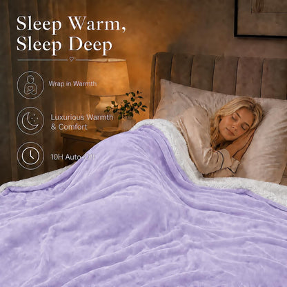 Electric Heated Blanket Full Size 72"x84" – Light Gray | ETL for Safe Overnight, 4 Heat Settings & 10H Auto Off, Dual-Sided Microplush Sherpa for Home Night, Machine washable