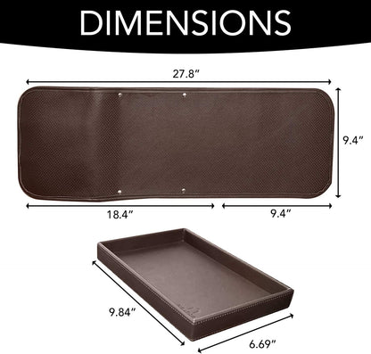 NEATOPA Couch Remote Caddy Control Holder Sofa Organizer with Detachable Wooden Snack Tray for Recliner Mattresses Chair Armrests with 4 Slots - 1 Large Pockets and 3 Small Pockets (Brown)