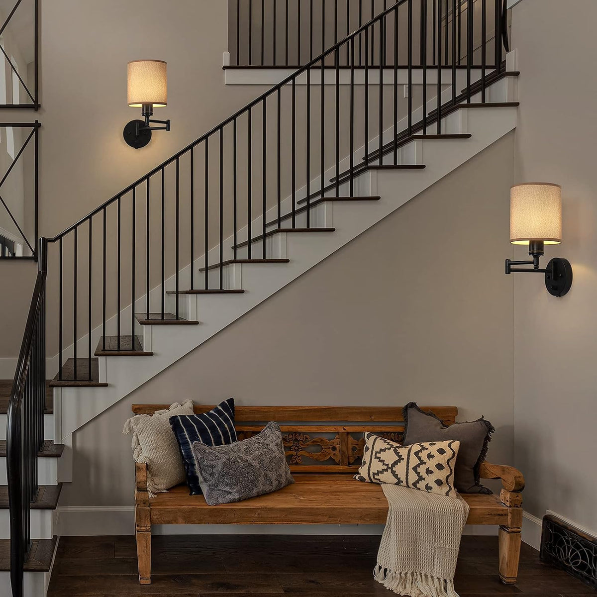 CADUKE Plug in Wall Sconce Set of 2, Swing Arm Wall Lamps